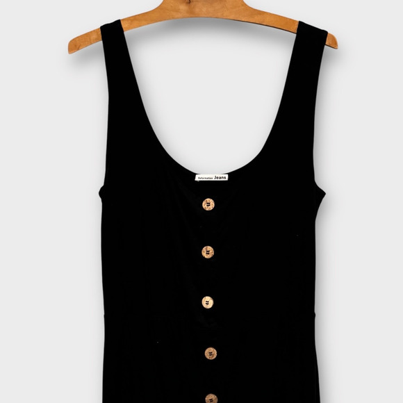 REFORMATION Ari Button Front Stretch Tencel Lyocell Dress Size Large - Picture 3 of 7